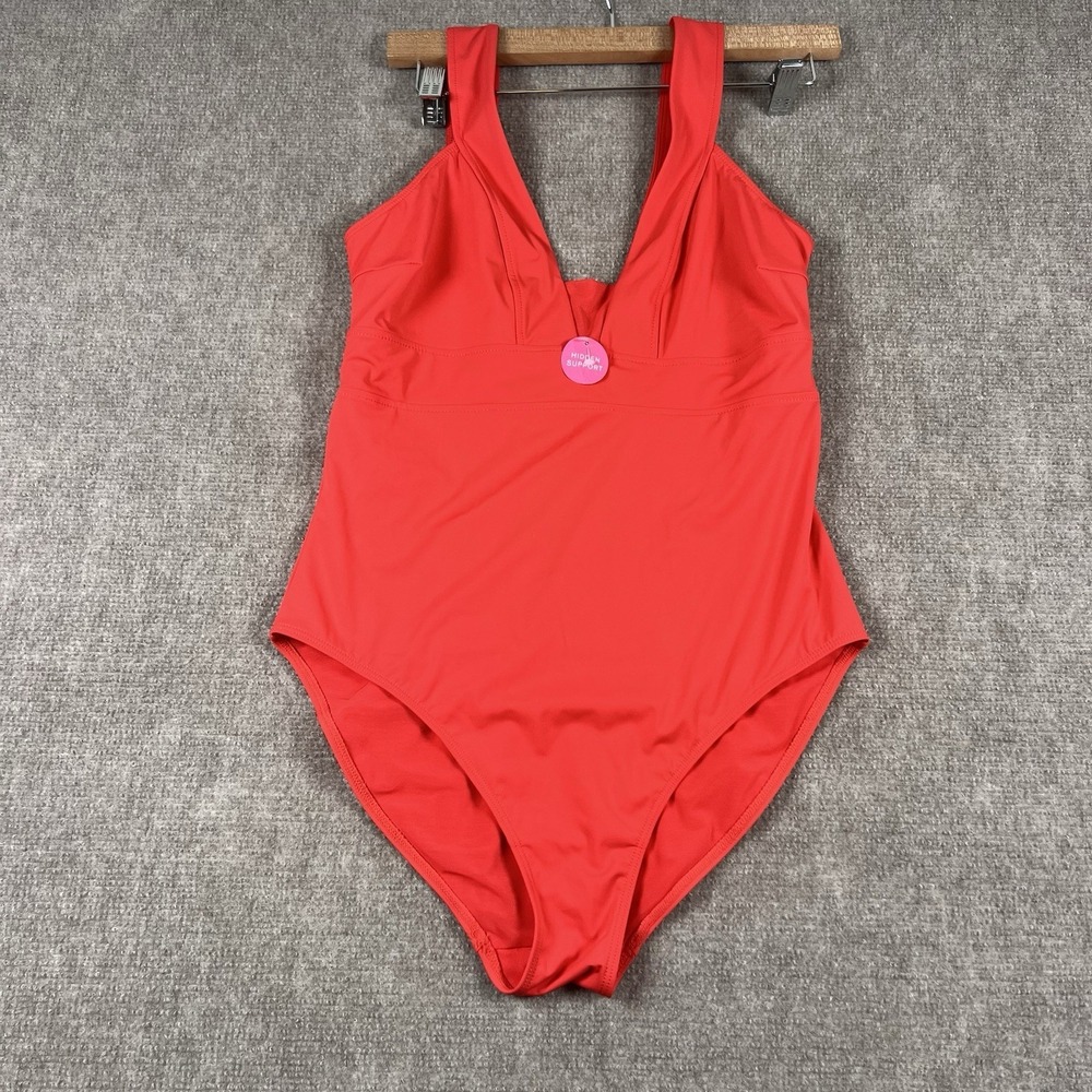 NWT Coral One Piece Swimsuit US 10 UK 14 V Neck Hidden Support Beach Resort